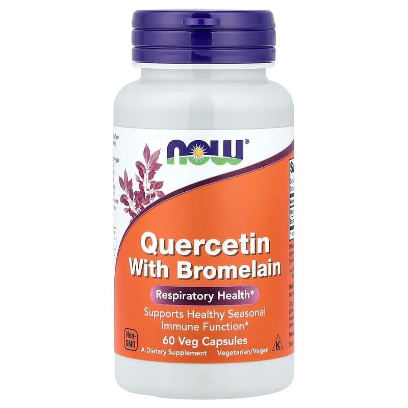 Натуральна добавка NOW Quercetin with Bromelain, 60 вегакапсул