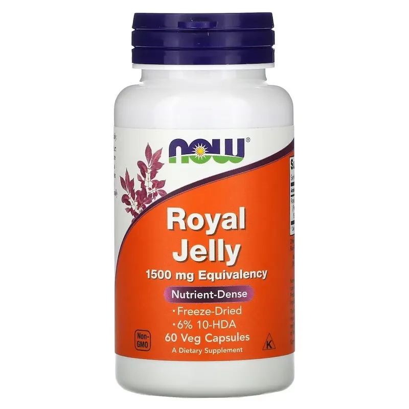 Натуральна добавка NOW Royal Jelly 1500 mg, 60 вегакапсул