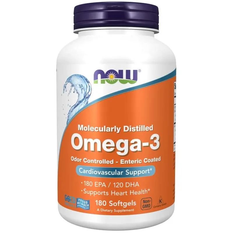 Жирні кислоти NOW Molecularly Distilled Omega-3, 180 капсул