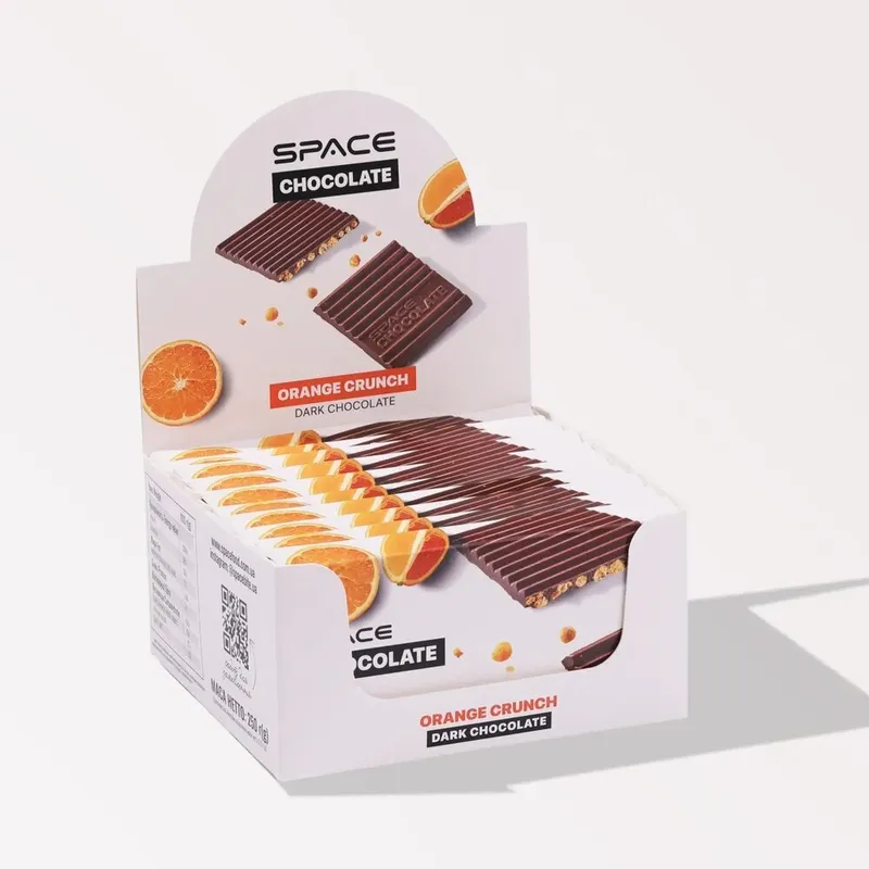 Блок темного шоколаду Spacefood Space Chocolate Orange Crunch, 10*25 грам - Апельсин