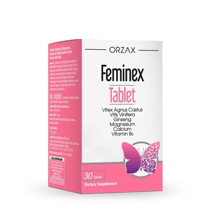 Комплекс для здоров'я жінок Orzax Feminex, 30 таблеток для зменшення ПМС