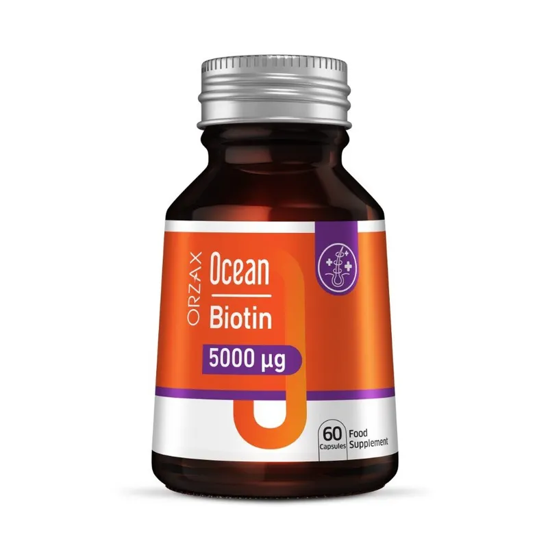 Біотин Orzax Ocean Biotin 5000 mcg, 60 капсул для підтримки волосся, шкіри та нігтів