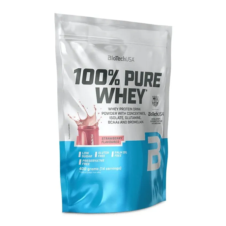 Сироватковий протеїн BioTech 100% Pure Whey, 400 грам - Полуниця