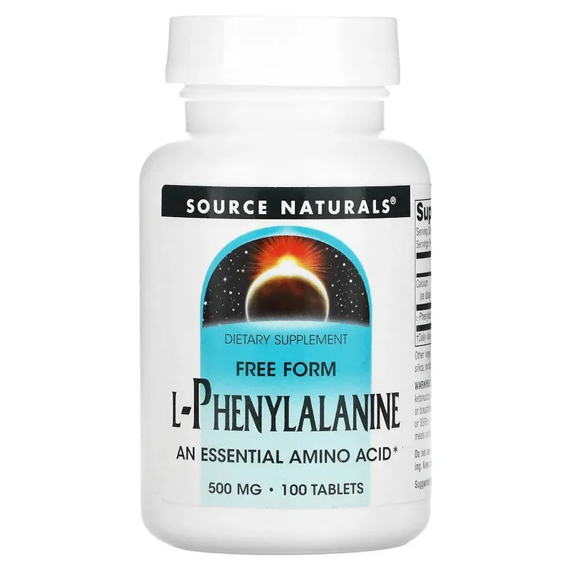 L-фенілаланін Source Naturals L-Phenylalanine 500 mg, 100 таблеток