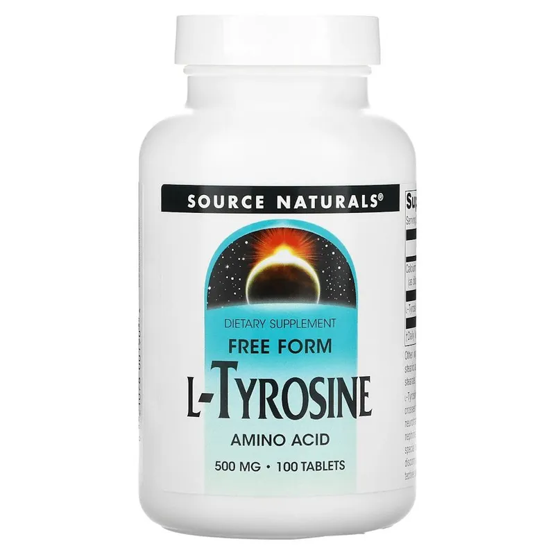 L-тирозин Source Naturals L-Tyrosine 500 mg, 100 таблеток для концентрації уваги