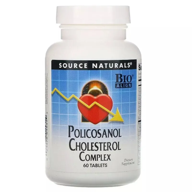 Натуральна добавка Source Naturals Policosonol Cholesterol Complex, 60 таблеток для зниження рівня холестерину