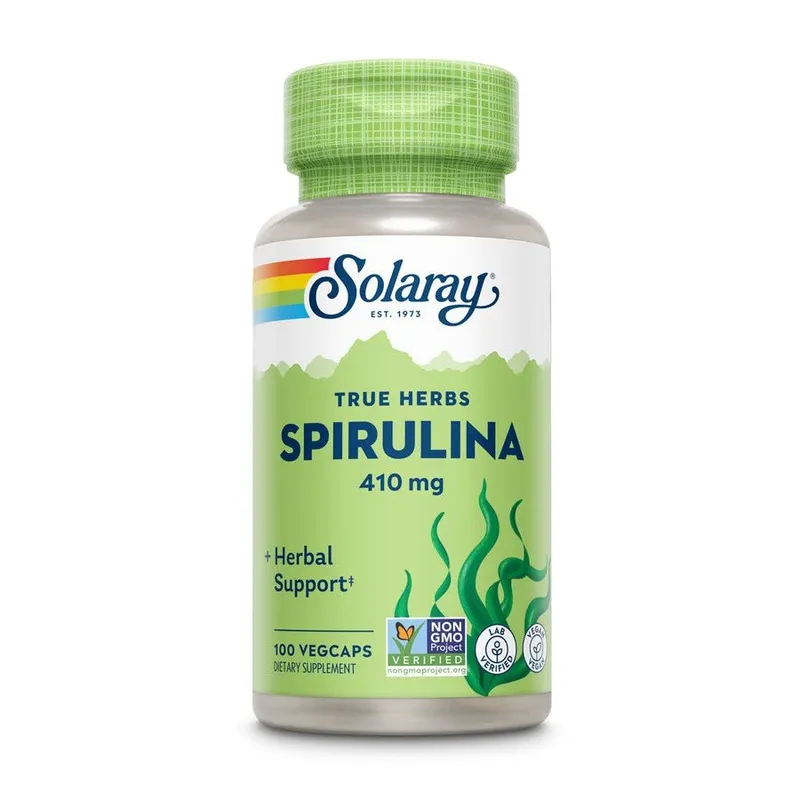 Органічна спіруліна Solaray True Herbs Spirulina Algae 410 mg, 100 вегакапсул