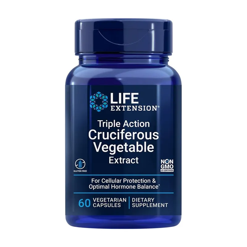 Комплекс екстрактів Life Extension Triple Action Cruciferous Vegetable Extract, 60 вегакапсул для підтримки рівня гормонів