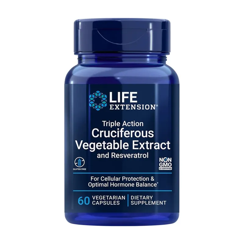 Комплекс екстрактів Life Extension Triple Action Cruciferous Vegetable Extract with Resveratrol, 60 вегакапсул