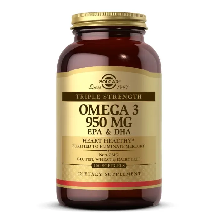 Жирні кислоти Solgar Omega 3 950 mg Triple Strength, 100 капсул