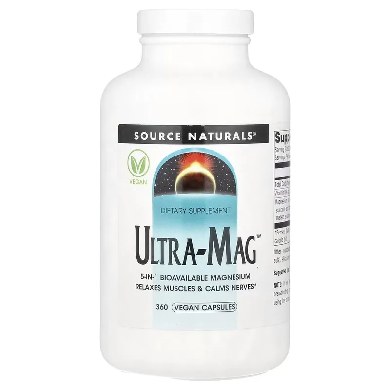Комплекс магнию Source Naturals Ultra-Mag, 360 вегакапсул з п'яти форм