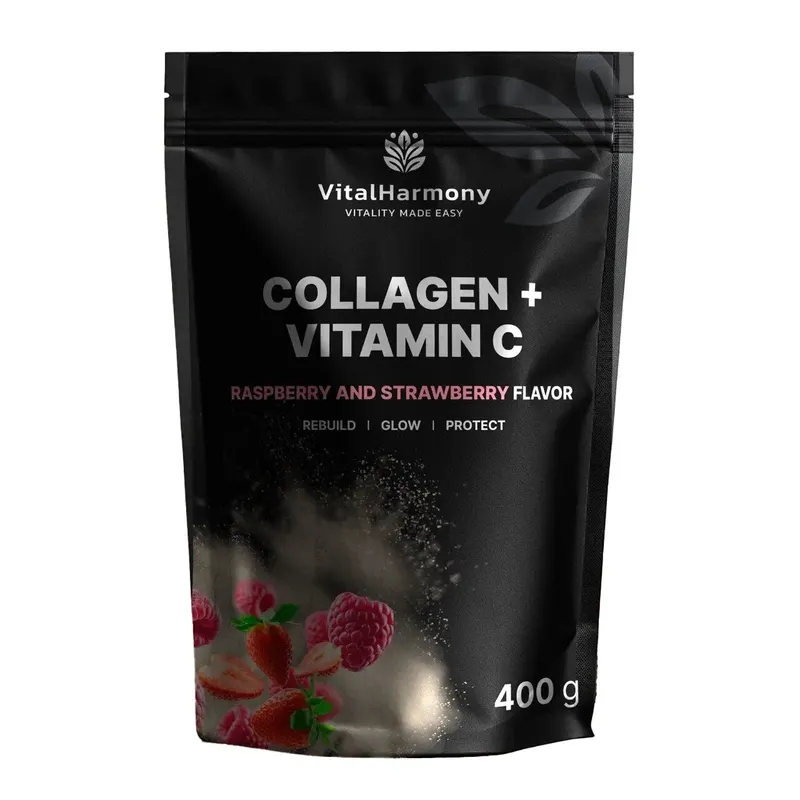 Колаген і вітамін С VitalHarmony Collagen pluc C, 400 грам - Малина-полуниця