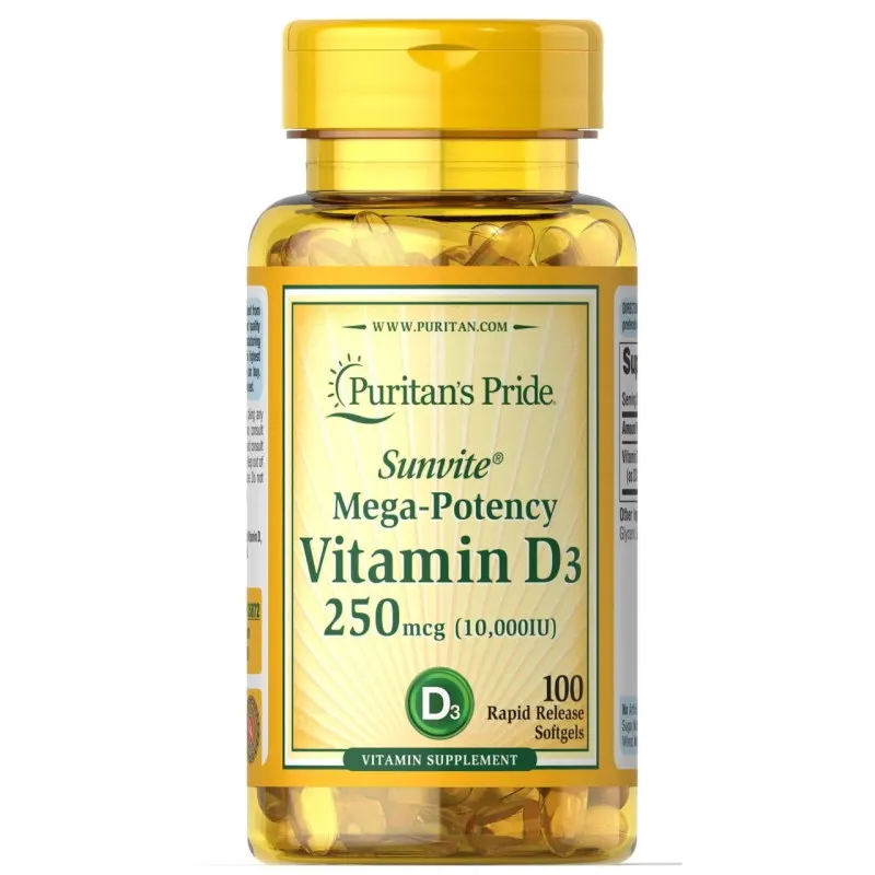 Вітаміни та мінерали Puritan's Pride Vitamin D3 10000 IU, 100 капсул