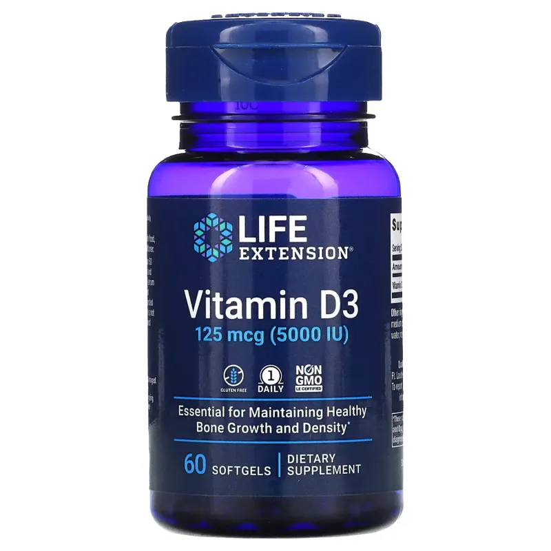 Вітаміни та мінерали Life Extension Vitamin D3 5000 IU, 60 капсул