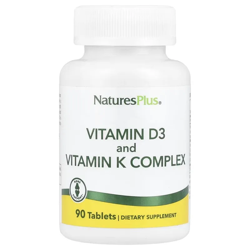 Вітамін D3 і K2 Natures Plus Vit D3 + Vitamin K Complex, 90 таблеток для підтримки кісток